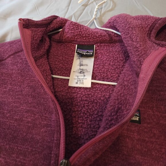 Girls Patagonia fleece Hoody Full Zip  M 10 Red - Picture 3 of 9